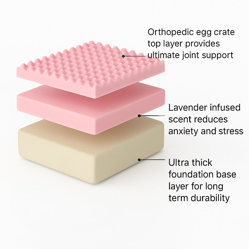 Premium Orthopedic Memory Foam Dog Bed - Pink (Small)