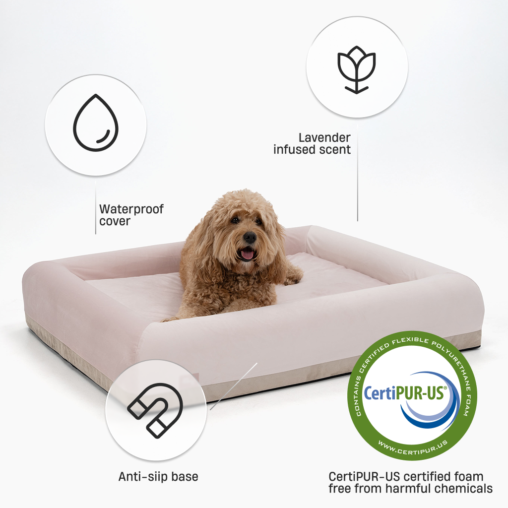 Premium Orthopedic Memory Foam Dog Bed - Pink (Small)