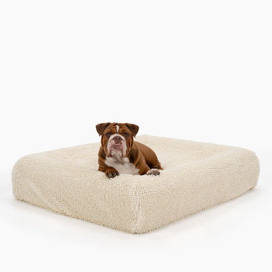 Premium Orthopedic Memory Foam Dog Bed - Cream (Large)